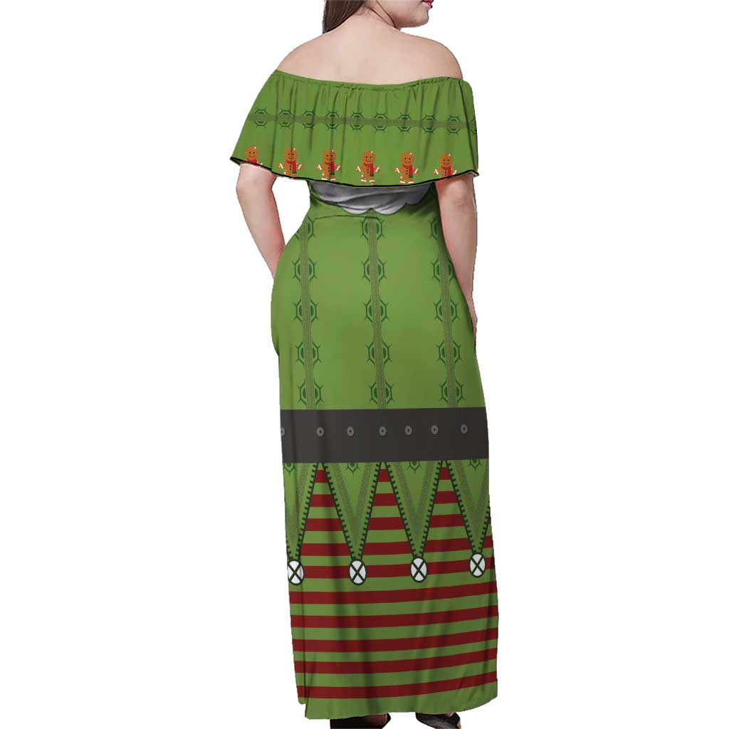 Christmas Costume Elf Family Matching Off Shoulder Maxi Dress and Hawaiian Shirt Classic Green Xmas Style - Wonder Print Shop