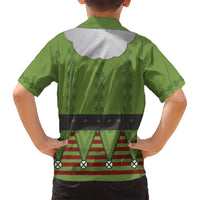 Christmas Costume Elf Family Matching Off Shoulder Short Dress and Hawaiian Shirt Classic Green Xmas Style - Wonder Print Shop