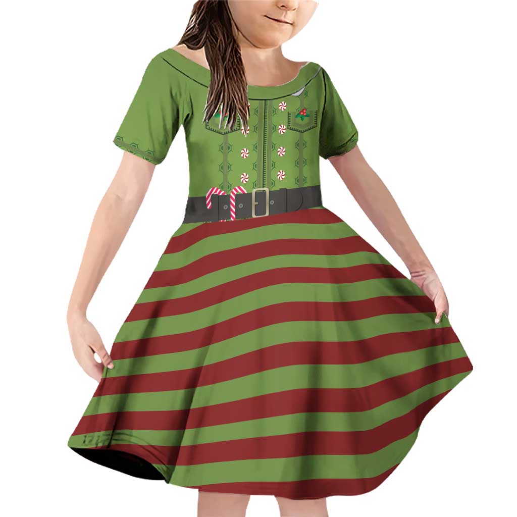 Christmas Costume Elf Family Matching Off Shoulder Short Dress and Hawaiian Shirt Classic Green Xmas Style - Wonder Print Shop