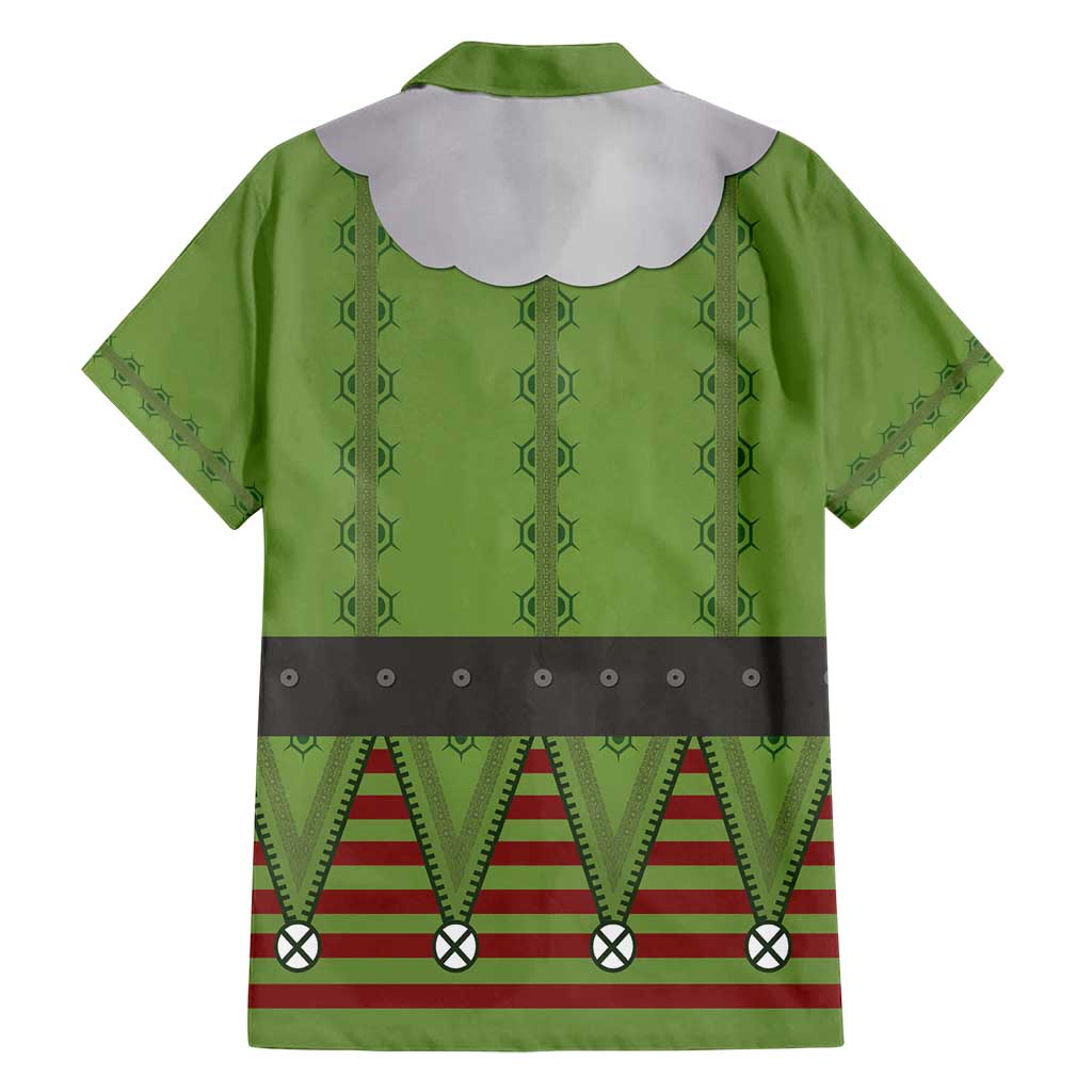 Christmas Costume Elf Family Matching Off Shoulder Short Dress and Hawaiian Shirt Classic Green Xmas Style - Wonder Print Shop