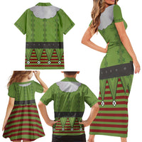 Christmas Costume Elf Family Matching Short Sleeve Bodycon Dress and Hawaiian Shirt Classic Green Xmas Style - Wonder Print Shop