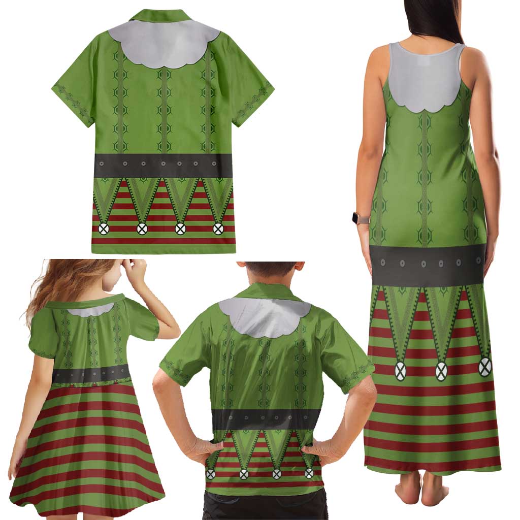 Christmas Costume Elf Family Matching Tank Maxi Dress and Hawaiian Shirt Classic Green Xmas Style - Wonder Print Shop