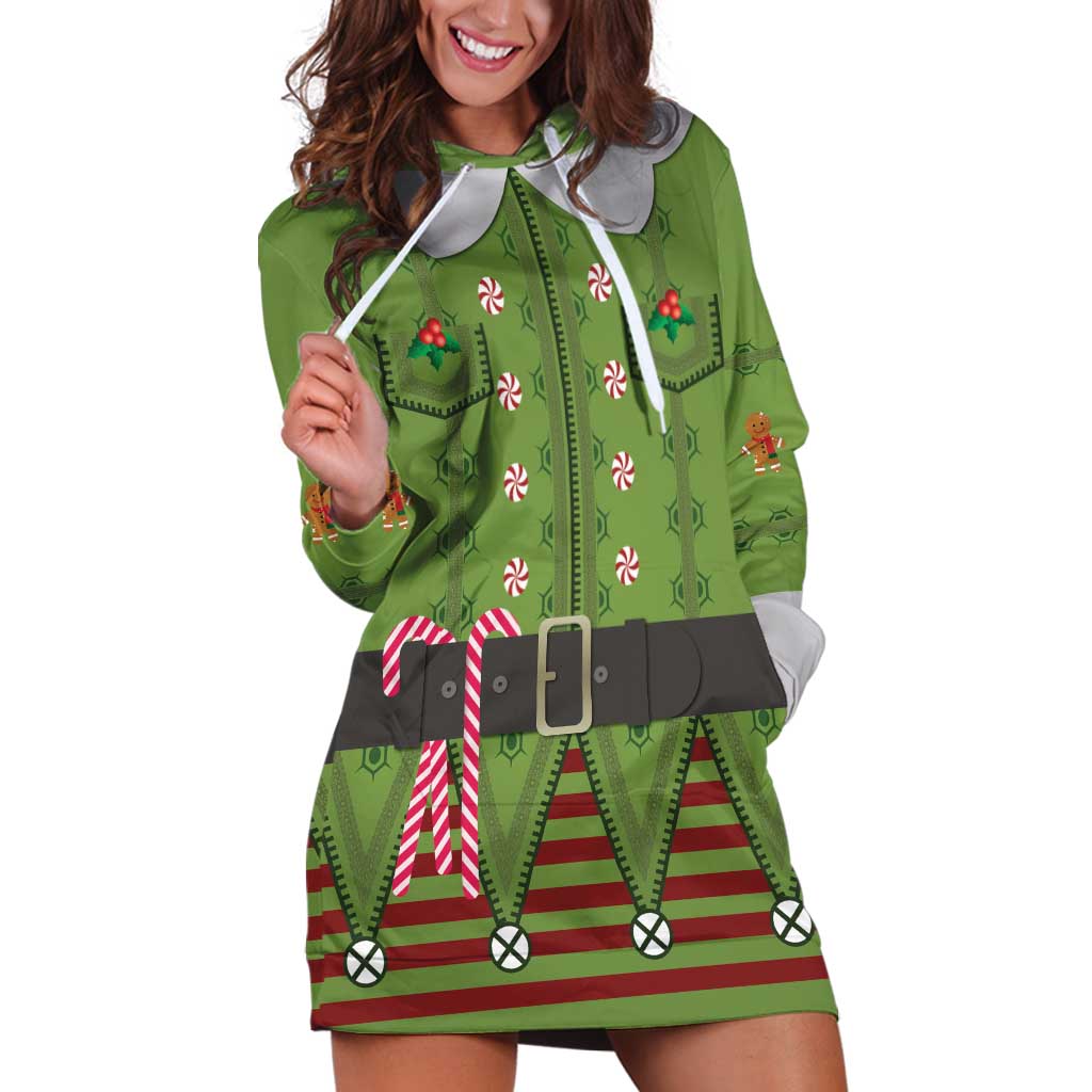 Christmas Costume Elf Hoodie Dress Classic Green Xmas Style - Wonder Print Shop