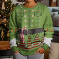 Christmas Costume Elf Kid Ugly Christmas Sweater Classic Green Xmas Style - Wonder Print Shop