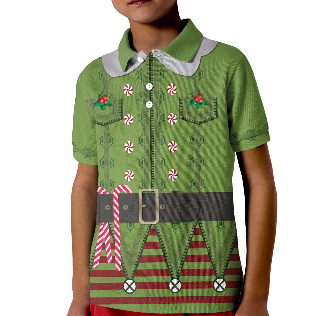 Christmas Costume Elf Kid Polo Shirt Classic Green Xmas Style - Wonder Print Shop
