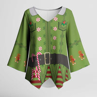 Christmas Costume Elf Kimono Sleeve Blouse Classic Green Xmas Style - Wonder Print Shop