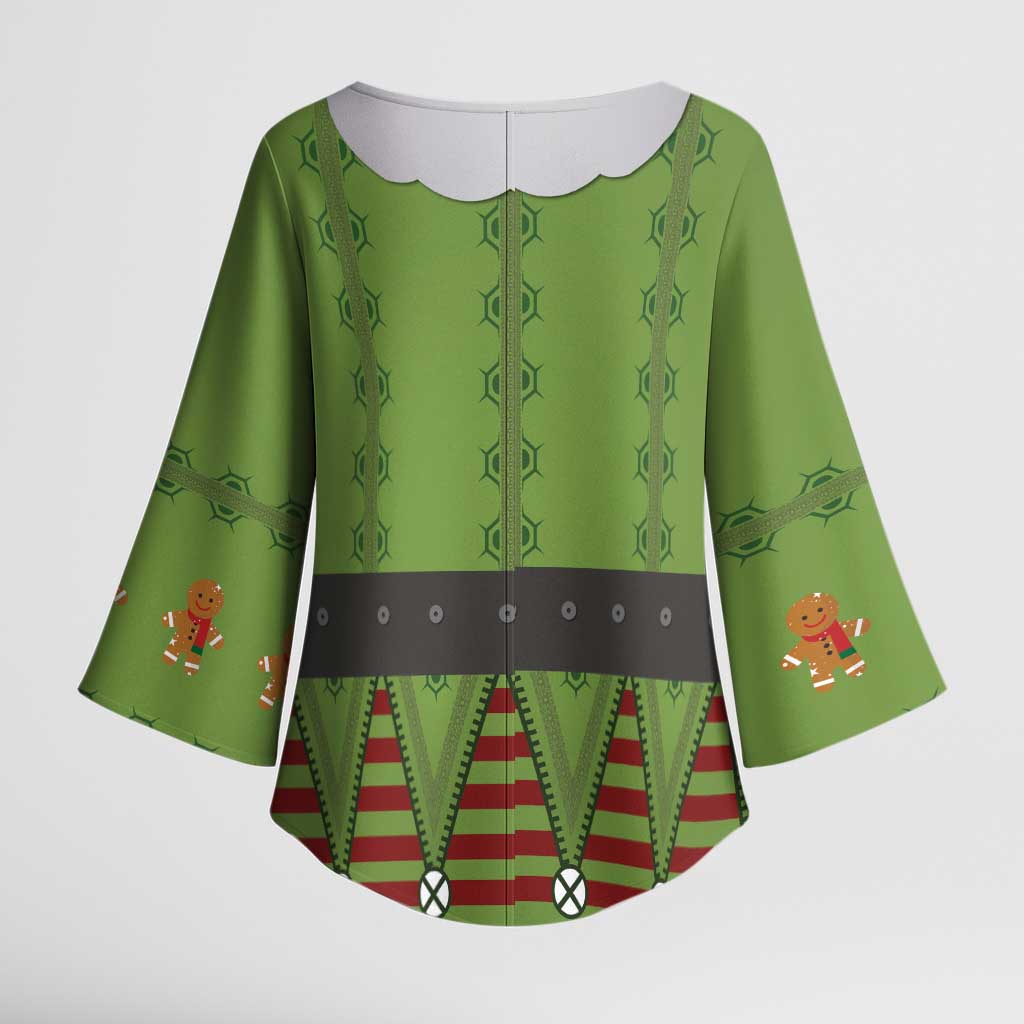 Christmas Costume Elf Kimono Sleeve Blouse Classic Green Xmas Style - Wonder Print Shop