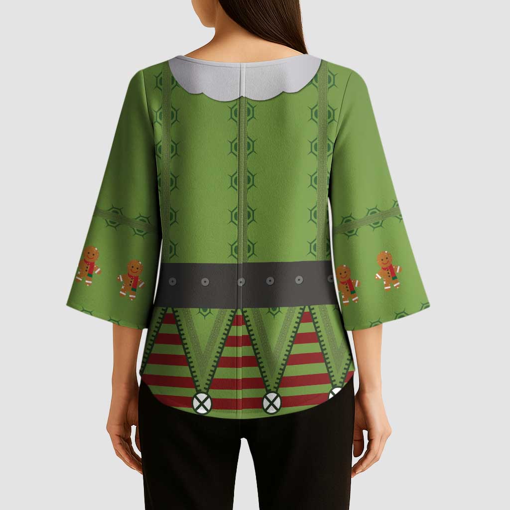 Christmas Costume Elf Kimono Sleeve Blouse Classic Green Xmas Style - Wonder Print Shop