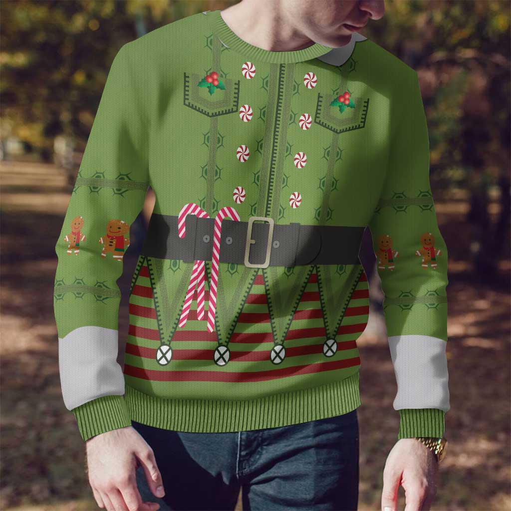 Christmas Costume Elf Ugly Christmas Sweater Classic Green Xmas Style - Wonder Print Shop