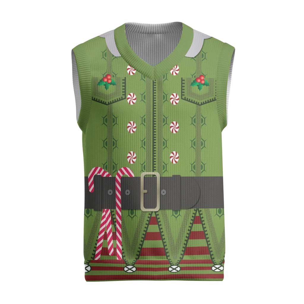 Christmas Costume Elf Christmas Knitted V-Neck Vest Classic Green Xmas Style - Wonder Print Shop