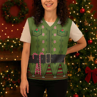 Christmas Costume Elf Christmas Knitted V-Neck Vest Classic Green Xmas Style - Wonder Print Shop