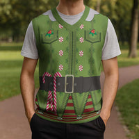 Christmas Costume Elf Christmas Knitted V-Neck Vest Classic Green Xmas Style - Wonder Print Shop