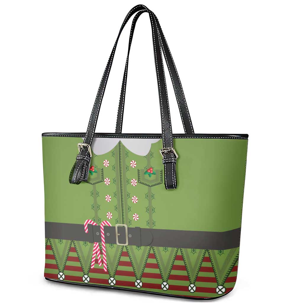 Christmas Costume Elf Leather Tote Bag Classic Green Xmas Style - Wonder Print Shop