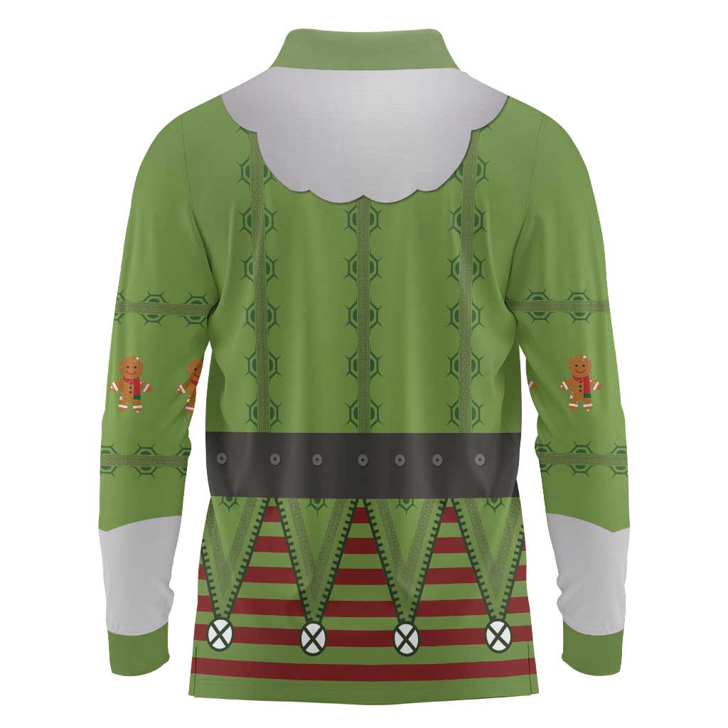 Christmas Costume Elf Long Sleeve Polo Shirt Classic Green Xmas Style - Wonder Print Shop