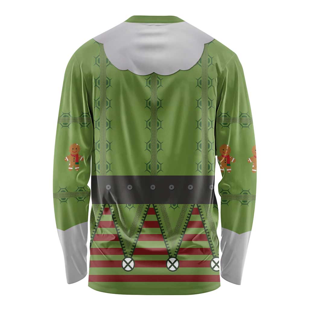 Christmas Costume Elf Long Sleeve Shirt Classic Green Xmas Style - Wonder Print Shop