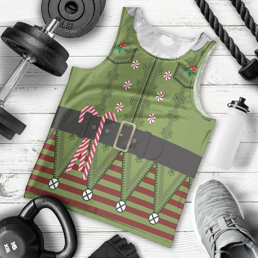 Christmas Costume Elf Men Tank Top Classic Green Xmas Style - Wonder Print Shop