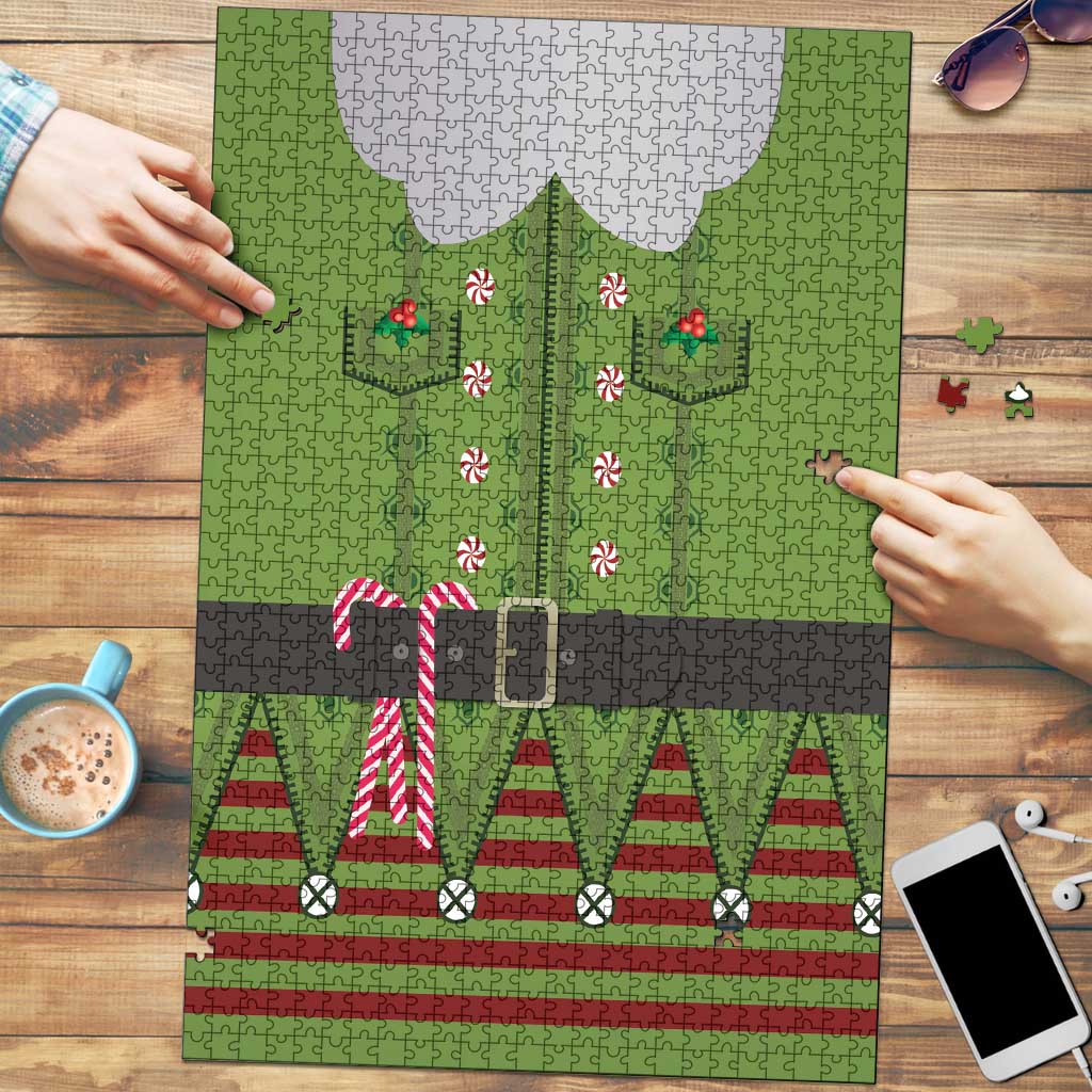 Christmas Costume Elf Puzzle Classic Green Xmas Style - Wonder Print Shop