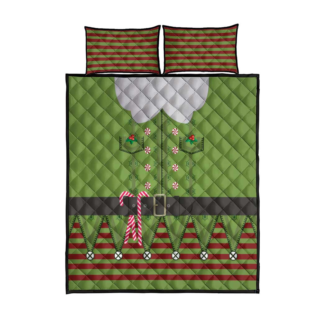 Christmas Costume Elf Quilt Bed Set Classic Green Xmas Style - Wonder Print Shop