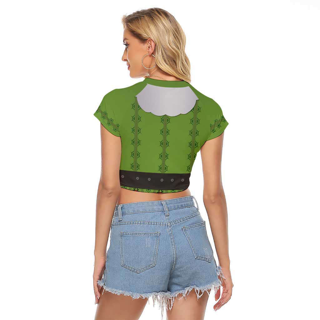 Christmas Costume Elf Raglan Cropped T Shirt Classic Green Xmas Style - Wonder Print Shop