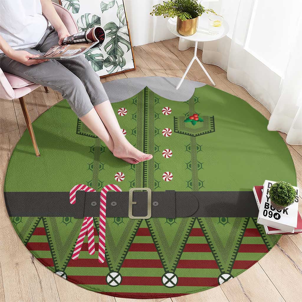 Christmas Costume Elf Round Carpet Classic Green Xmas Style - Wonder Print Shop