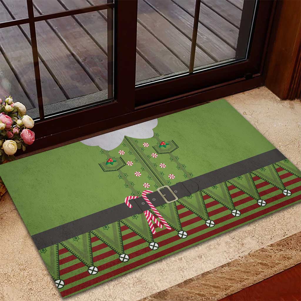 Christmas Costume Elf Rubber Doormat Classic Green Xmas Style - Wonder Print Shop