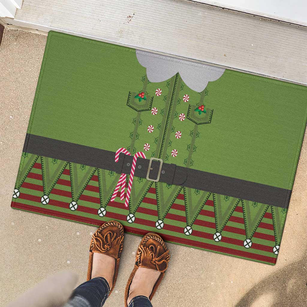 Christmas Costume Elf Rubber Doormat Classic Green Xmas Style - Wonder Print Shop
