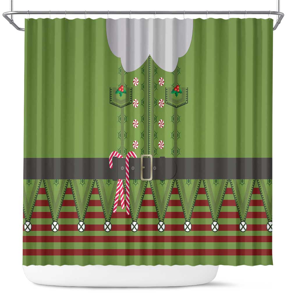 Christmas Costume Elf Shower Curtain Classic Green Xmas Style - Wonder Print Shop