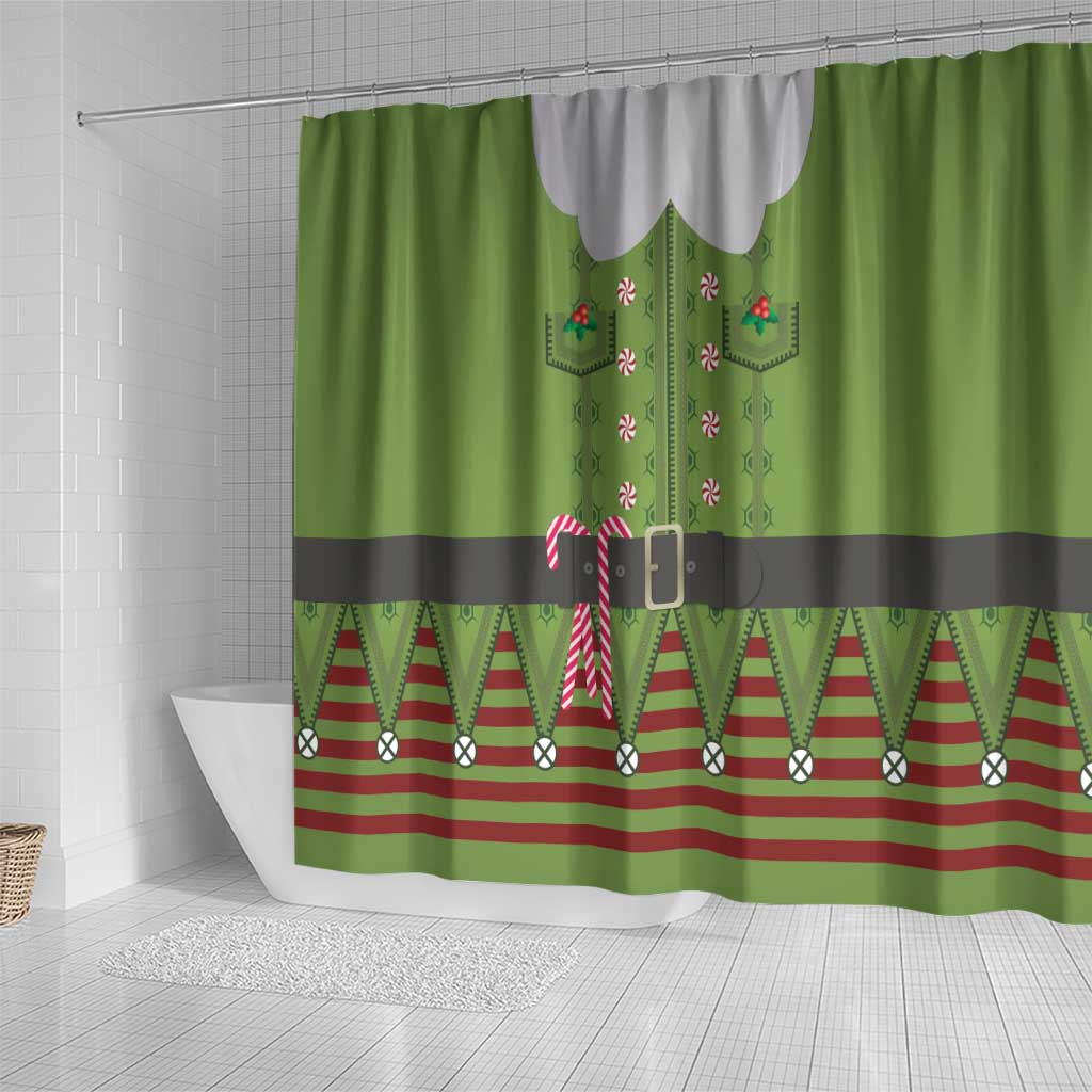 Christmas Costume Elf Shower Curtain Classic Green Xmas Style - Wonder Print Shop