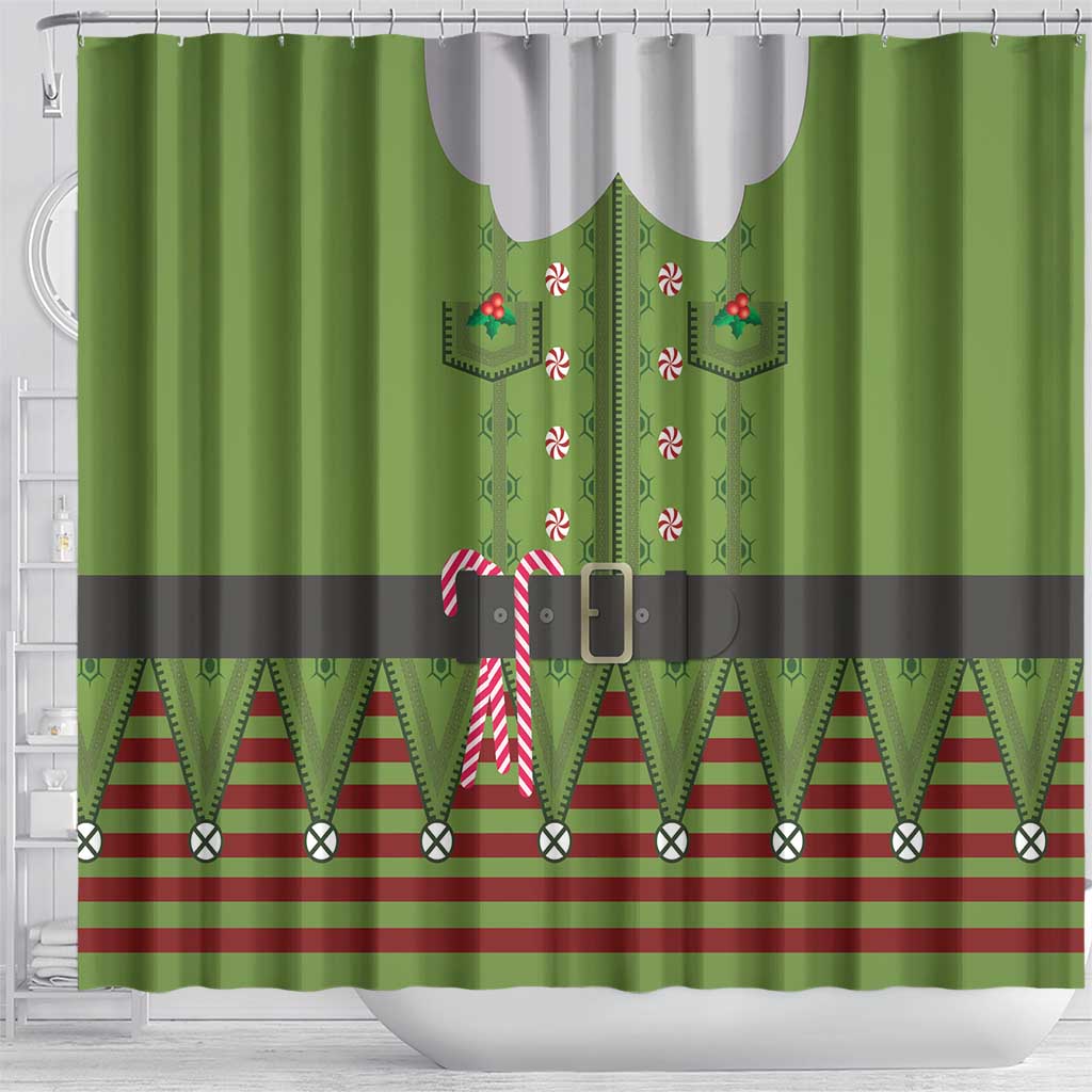 Christmas Costume Elf Shower Curtain Classic Green Xmas Style - Wonder Print Shop