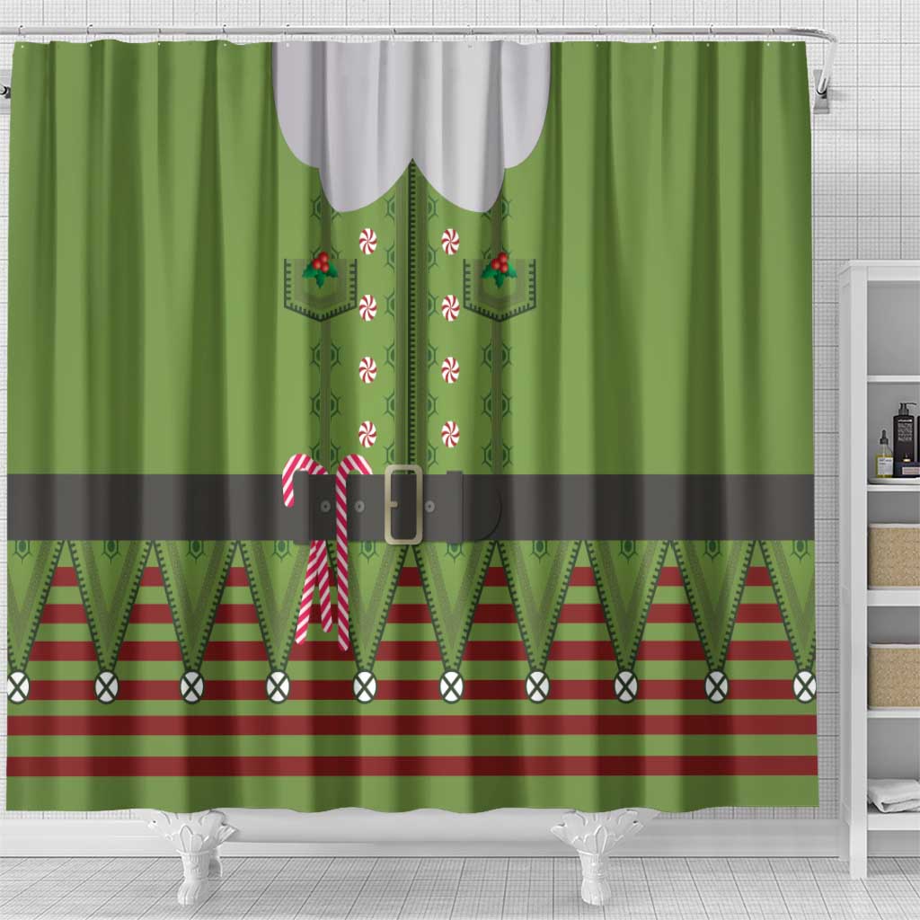 Christmas Costume Elf Shower Curtain Classic Green Xmas Style - Wonder Print Shop