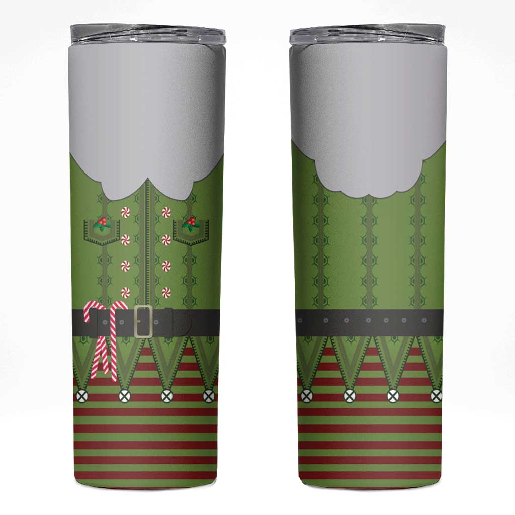 Christmas Costume Elf Skinny Tumbler Classic Green Xmas Style - Wonder Print Shop