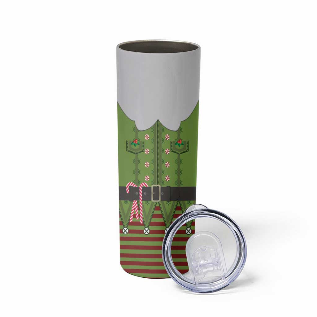 Christmas Costume Elf Skinny Tumbler Classic Green Xmas Style - Wonder Print Shop