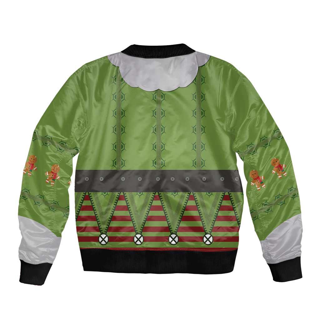 Christmas Costume Elf Sleeve Zip Bomber Jacket Classic Green Xmas Style - Wonder Print Shop