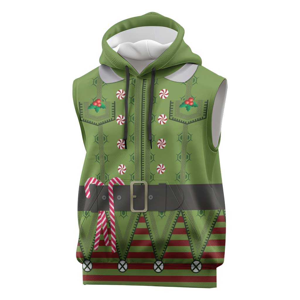 Christmas Costume Elf Sleeveless Hoodie Classic Green Xmas Style - Wonder Print Shop