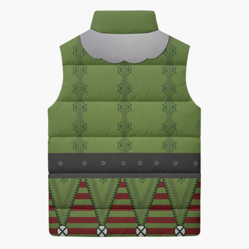 Christmas Costume Elf Sleeveless Puffer Jacket Classic Green Xmas Style - Wonder Print Shop
