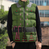 Christmas Costume Elf Sleeveless Puffer Jacket Classic Green Xmas Style - Wonder Print Shop