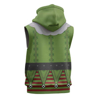 Christmas Costume Elf Sleeveless Zip Hoodie Classic Green Xmas Style - Wonder Print Shop