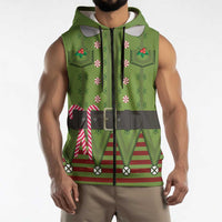 Christmas Costume Elf Sleeveless Zip Hoodie Classic Green Xmas Style - Wonder Print Shop