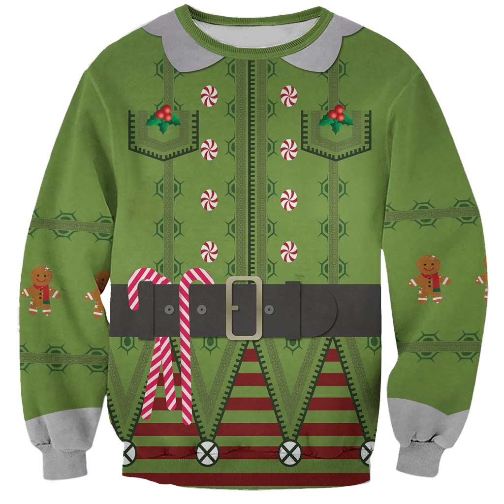 Christmas Costume Elf Sweatshirt Classic Green Xmas Style - Wonder Print Shop