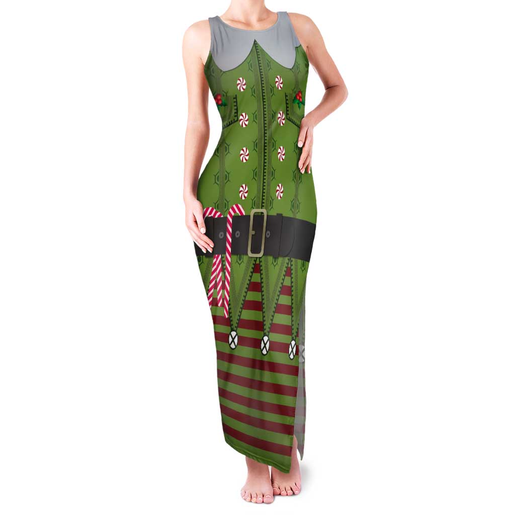 Christmas Costume Elf Tank Maxi Dress Classic Green Xmas Style - Wonder Print Shop