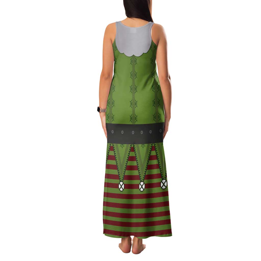 Christmas Costume Elf Tank Maxi Dress Classic Green Xmas Style - Wonder Print Shop
