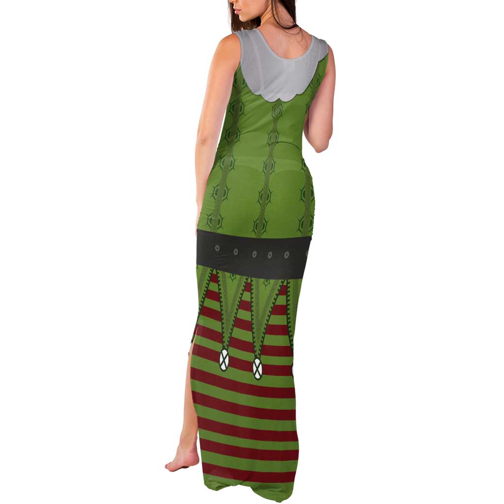 Christmas Costume Elf Tank Maxi Dress Classic Green Xmas Style - Wonder Print Shop