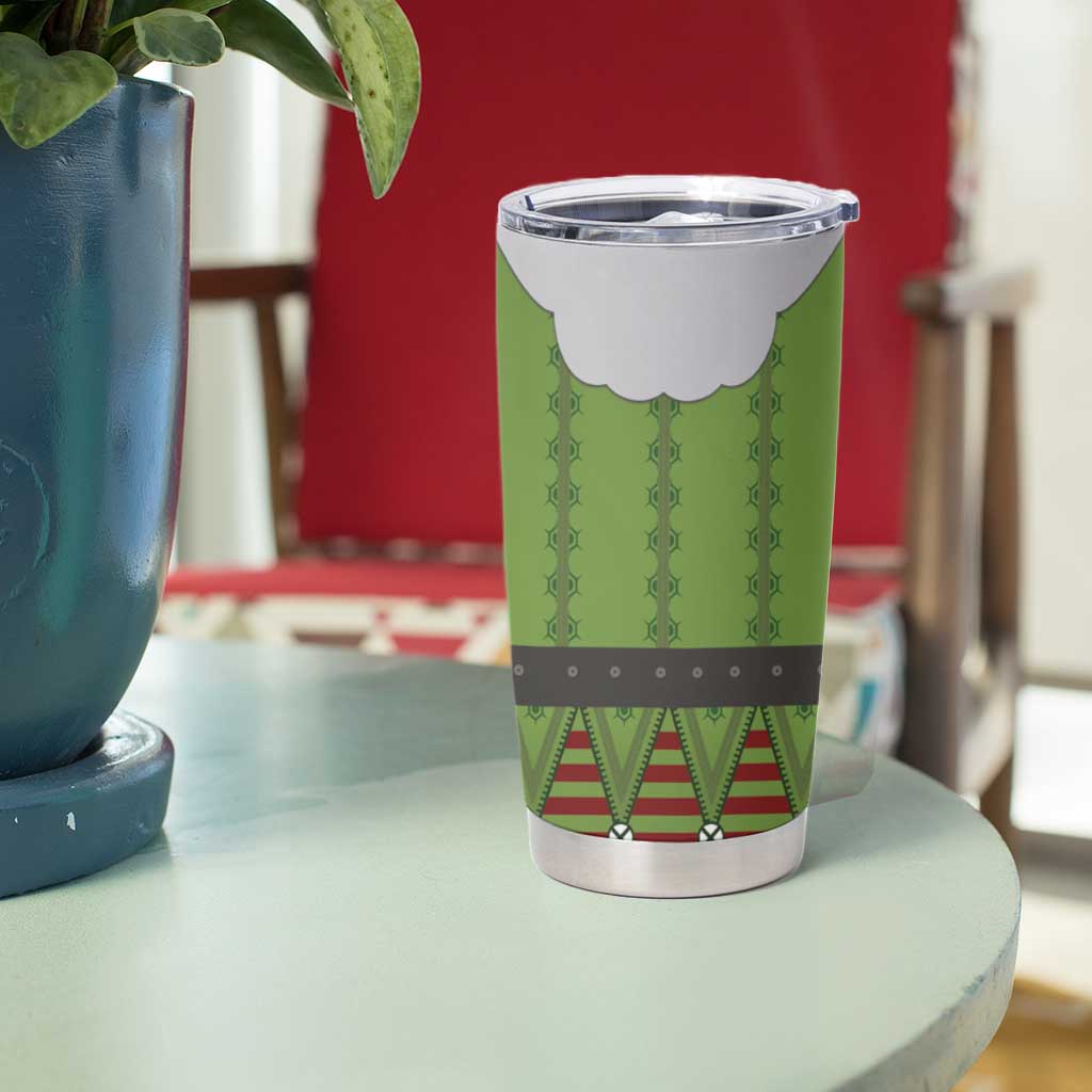 Christmas Costume Elf Tumbler Cup Classic Green Xmas Style - Wonder Print Shop