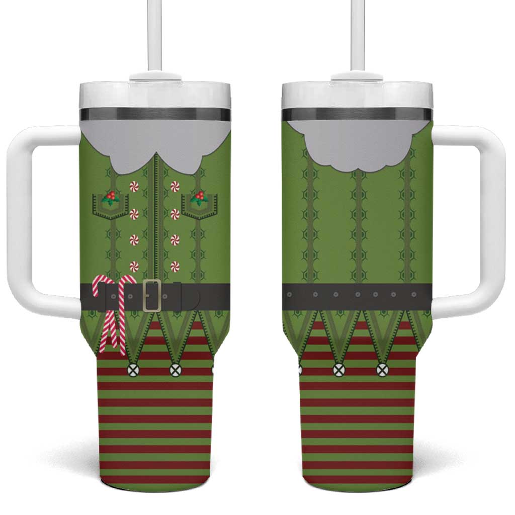 Christmas Costume Elf Tumbler With Handle Classic Green Xmas Style - Wonder Print Shop