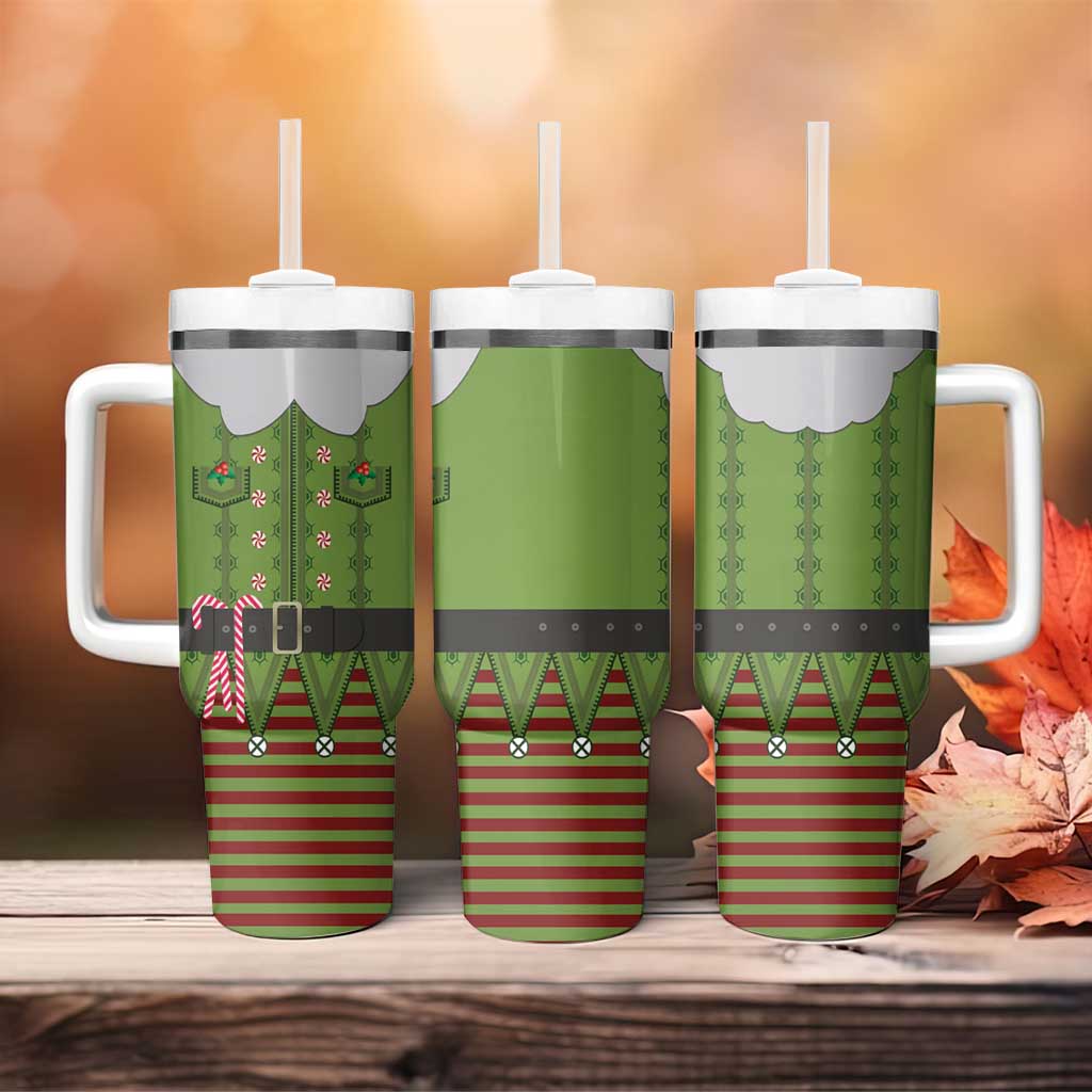 Christmas Costume Elf Tumbler With Handle Classic Green Xmas Style - Wonder Print Shop