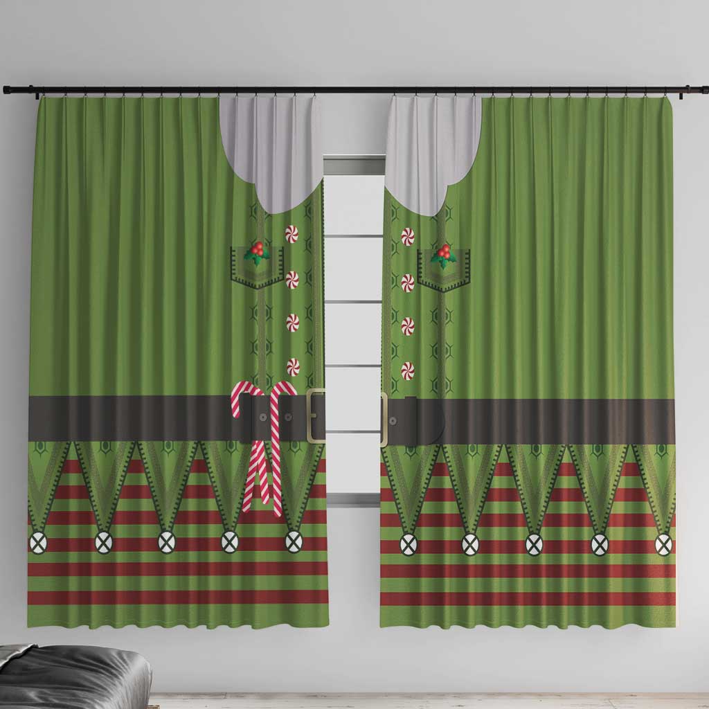 Christmas Costume Elf Window Curtain Classic Green Xmas Style - Wonder Print Shop
