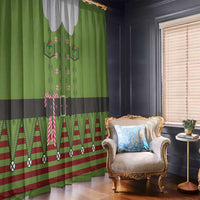 Christmas Costume Elf Window Curtain Classic Green Xmas Style - Wonder Print Shop