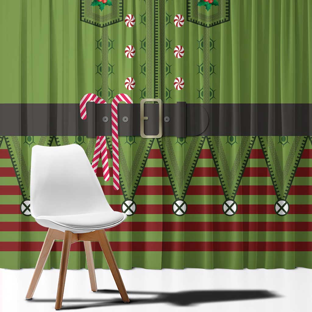 Christmas Costume Elf Window Curtain Classic Green Xmas Style - Wonder Print Shop