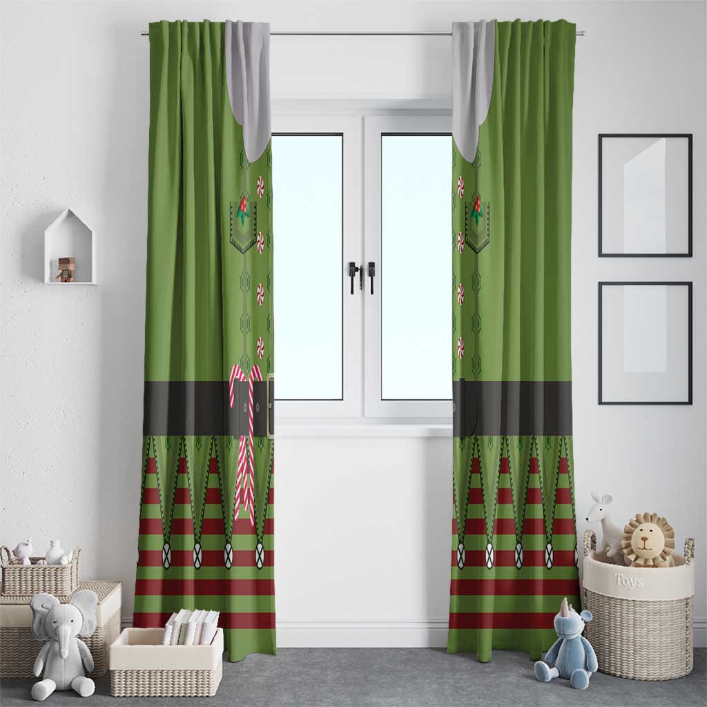 Christmas Costume Elf Window Curtain Classic Green Xmas Style - Wonder Print Shop