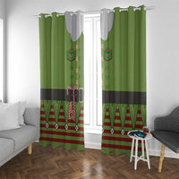 Christmas Costume Elf Window Curtain Classic Green Xmas Style - Wonder Print Shop